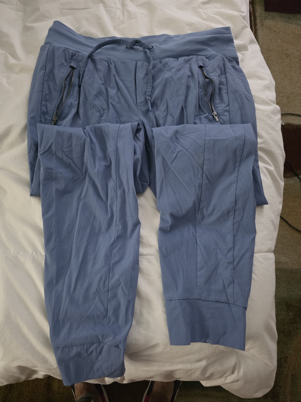 Athleta Blue Drawstring Zip-Pocket Joggers
